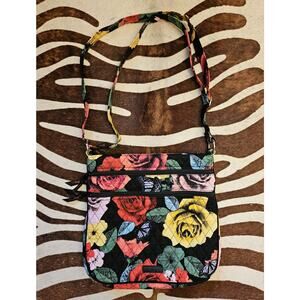 Vintage Vera Bradley Triple Zip Hipster Crossbody Bag Retired Havana Rose NWOT